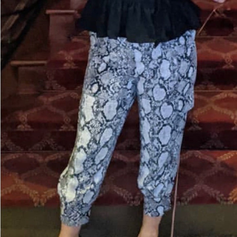 Express snakeskin cargo look pant